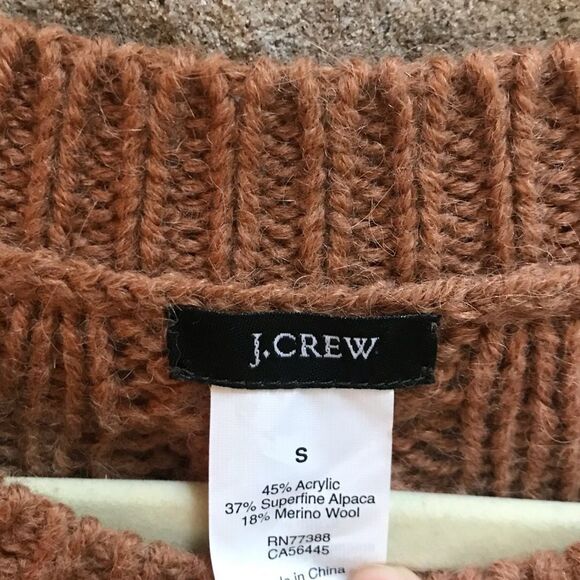 JCREW Cable Knit Merino Wool Alpaca Crewneck Sweater Tan Small - Picture 3 of 7